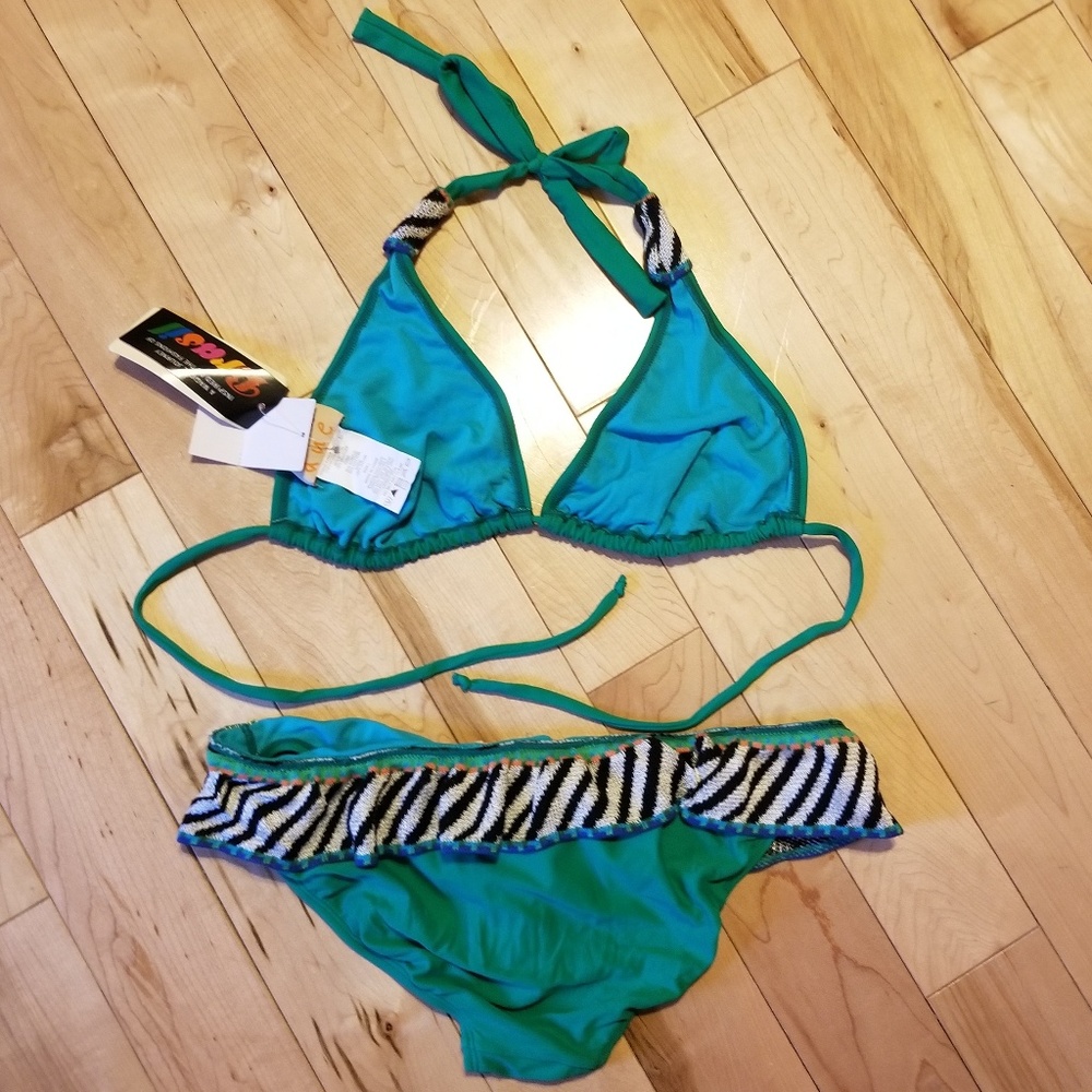 NWT Cecilia Prado triangle top bikini, knit detail - Picture 2 of 7